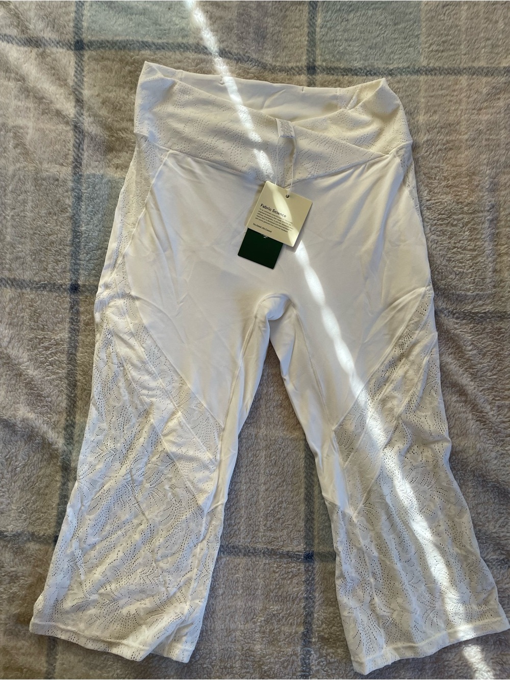 HALARA White Lace-Panel Cropped Leggings Pedal Pushers